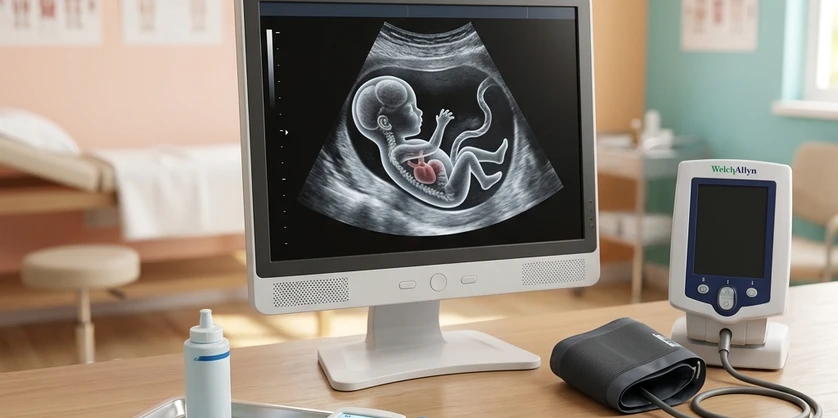 High-resolution Cardiotocography CTG monitoring display showing fetal heart rate patterns
