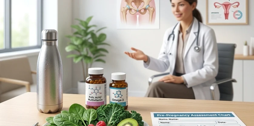 Clean medical charts and checklist preparing for an adolescent wellness checkup