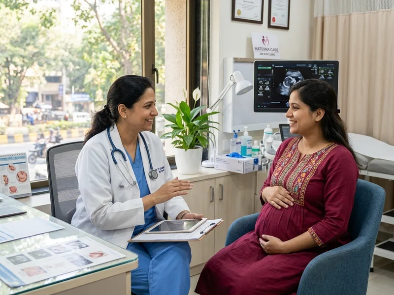 Doctor talking to pregnant woman